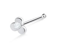 Flower With Stone Silver Bone Nose Stud NSKD-201
